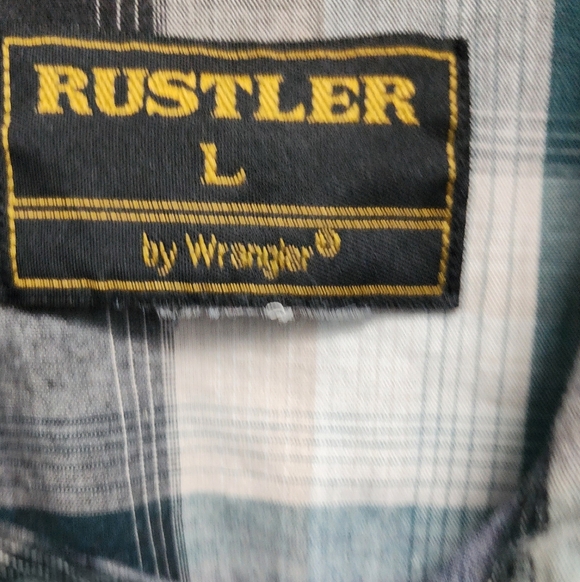 TWO Plaid vintage Wrangler western ranch shirts 14 & L - Picture 9 of 12